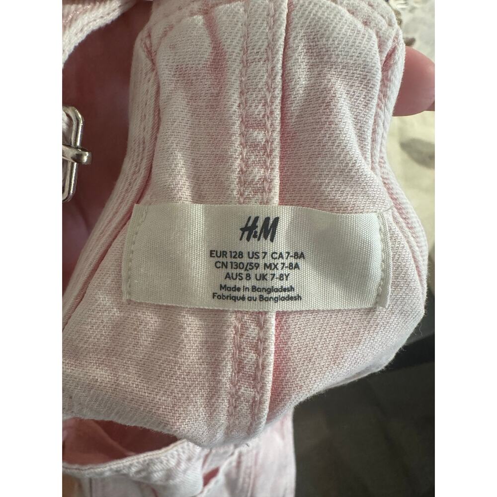H&M Girls Denim Pink Overalls Sz 7Y Shortall - Picture 4 of 4